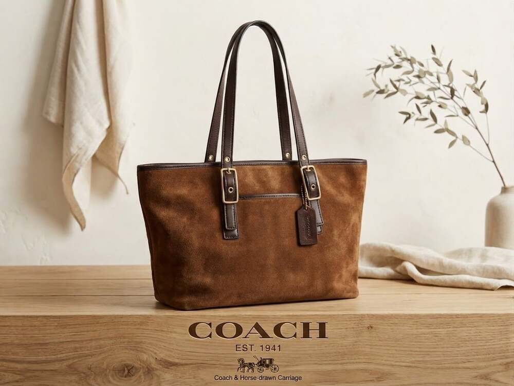 Coach Vintage Legacy West Brown Suede Tote/Shoulder Bag D23-9867